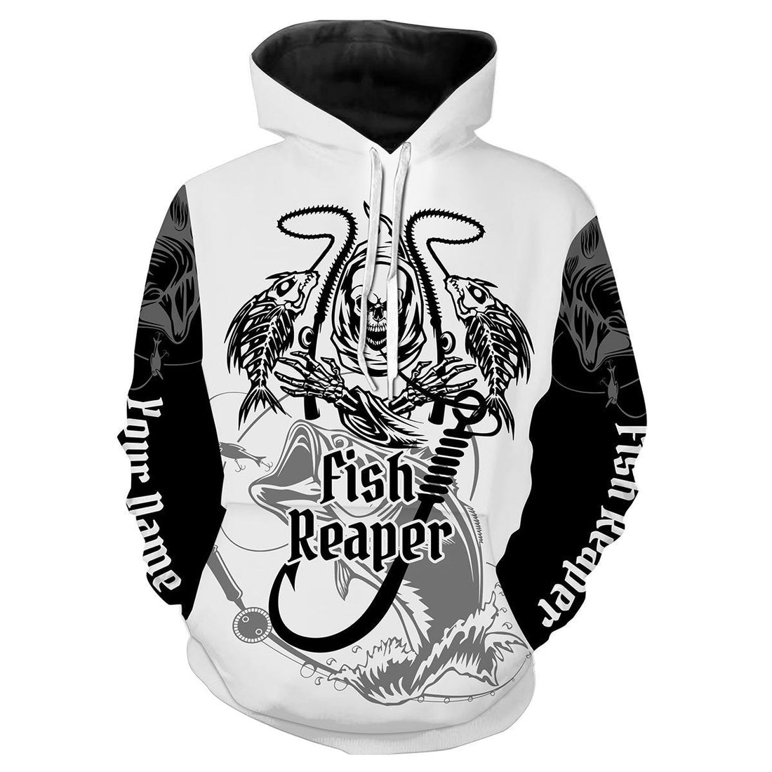Fish Reaper Bass Fishing Custome Name 3D All Over Printed Shirts Personalized Fishing Gift