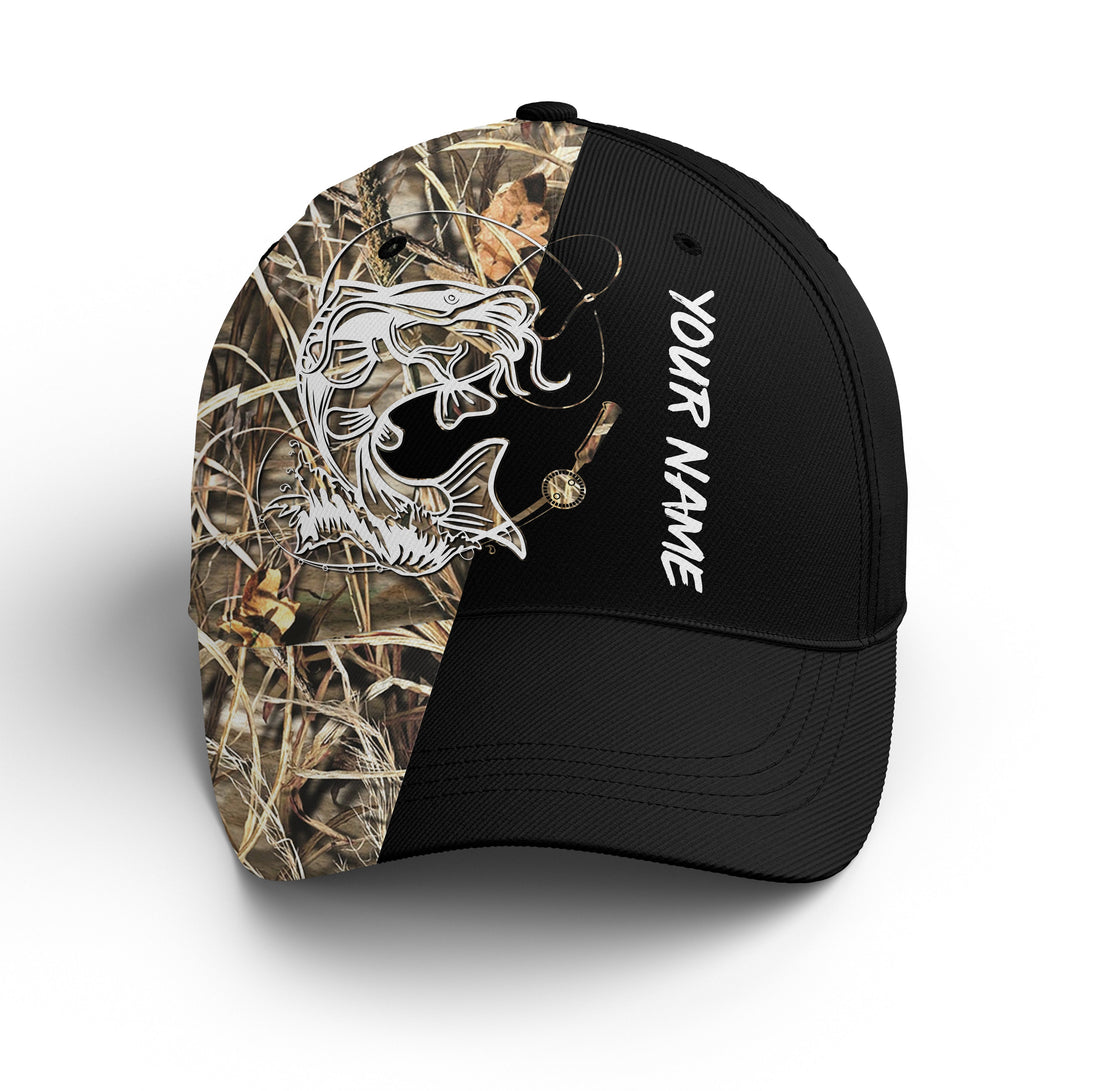 Catfish Fishing Tattoo Camo Custom Fishing Hat Adjustable Mesh Unisex Fishing Baseball Angler Camo Hat, Fishing Classic Cap