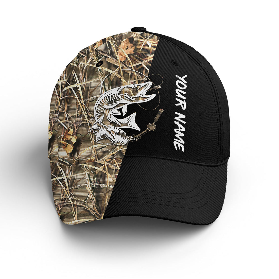 Musky Fishing Tattoo Camo Custom Fishing Hat Adjustable Mesh Unisex Fishing Baseball Angler Camo Hat, Fishing Classic Cap