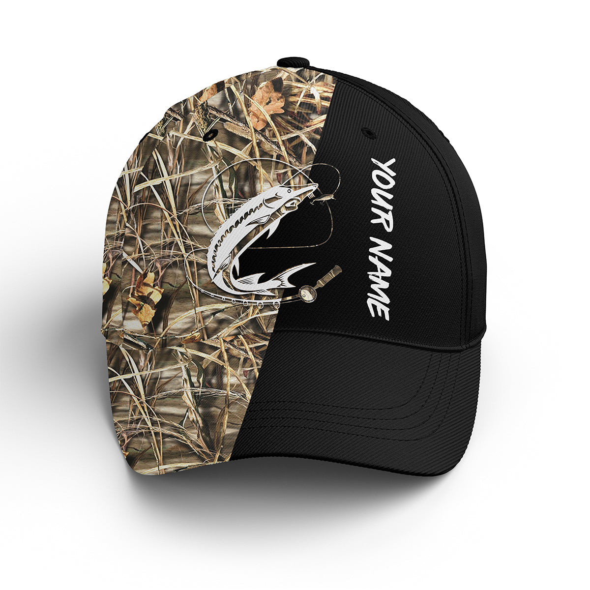Sturgeon Fishing Tattoo Camo Custom Fishing Hat Adjustable Mesh Unisex Fishing Baseball Angler Camo Hat, Fishing Classic Cap