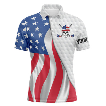 Golf Polo Shirt For Men Custom American Flag Golf Upf Shirts, Gifts For Golf Lovers