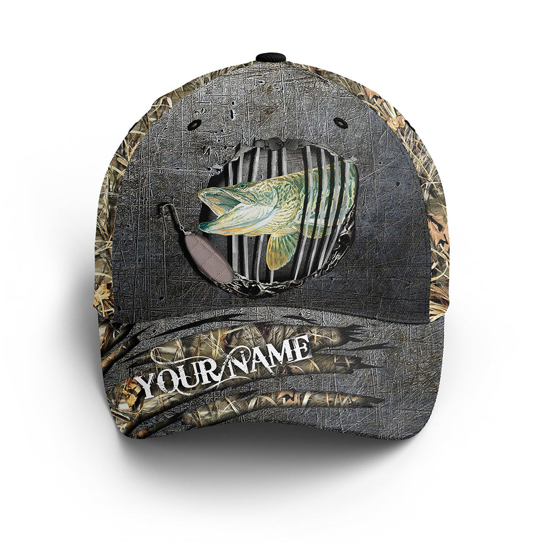 Musky Fishing Camo Custom Fishing Hat Adjustable Mesh Unisex Fishing Baseball Angler Muskellunge Cap, Fishing Classic Cap