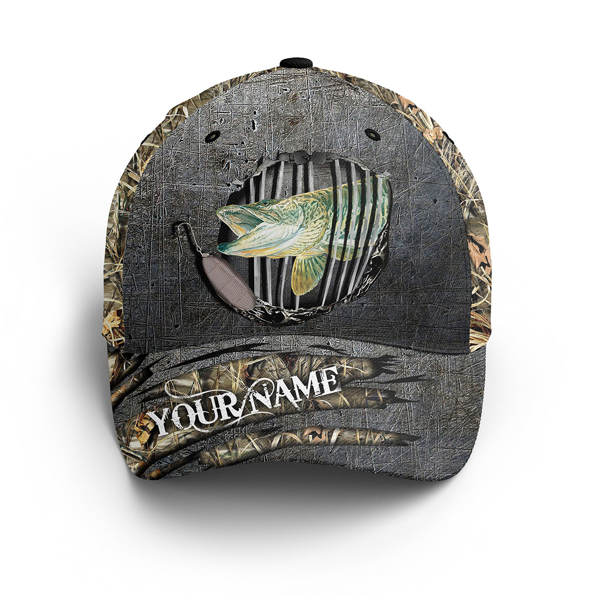 Musky Fishing Camo Custom Fishing Hat Adjustable Mesh Unisex Fishing Baseball Angler Muskellunge Cap, Fishing Classic Cap