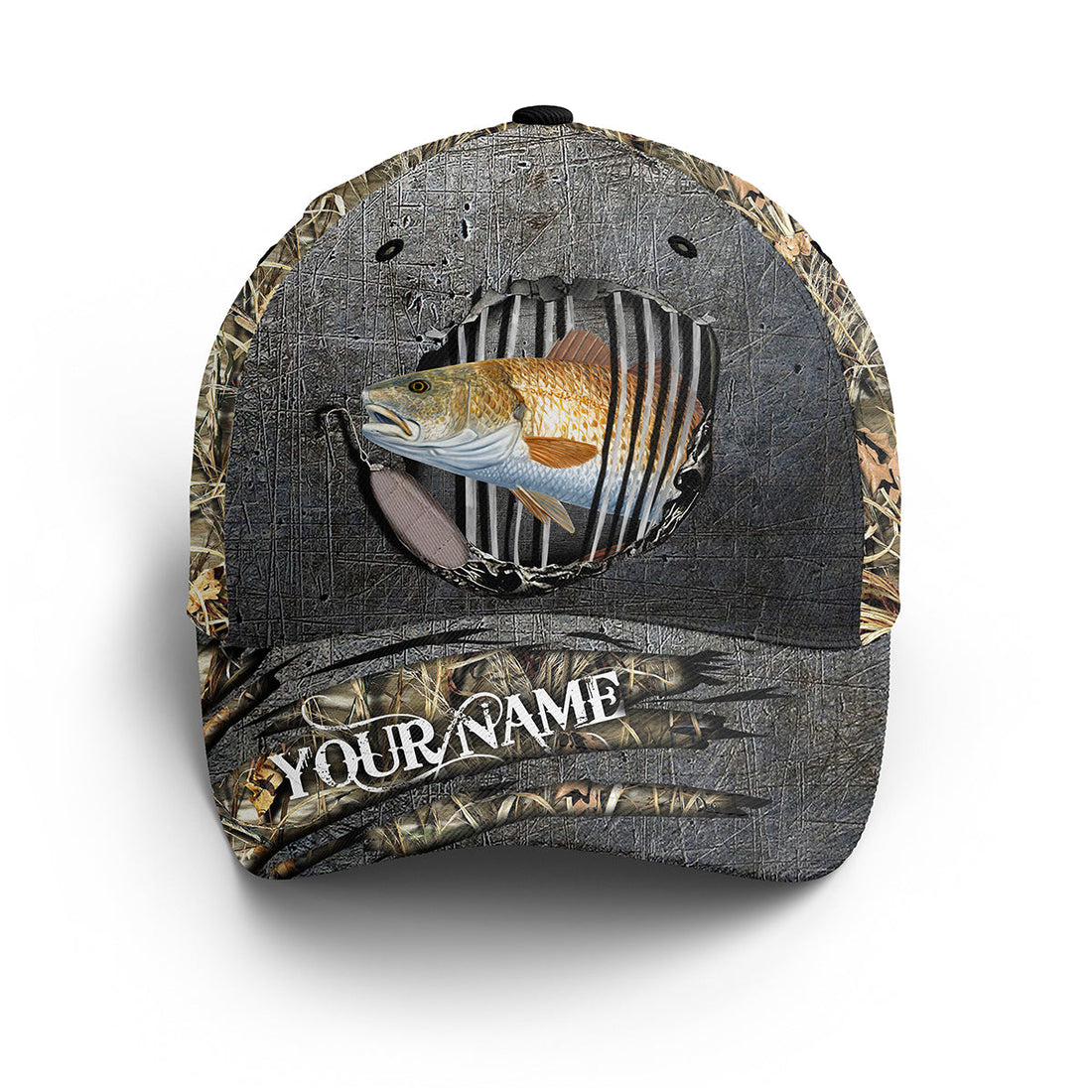 Redfish Puppy Drum Fishing Camo Custom Fishing Hat Adjustable Mesh Unisex Fishing Baseball Angler Redfish Hat Cap, Fishing Classic Cap