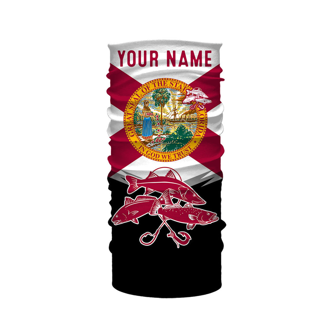 Inshore Slam Florida Flag Redfish, Snook, Trout Custome Name Fishing Jerseys Performance UV Protection UPF 30+ Fishing Shirts, Fishing Neck Gaiters