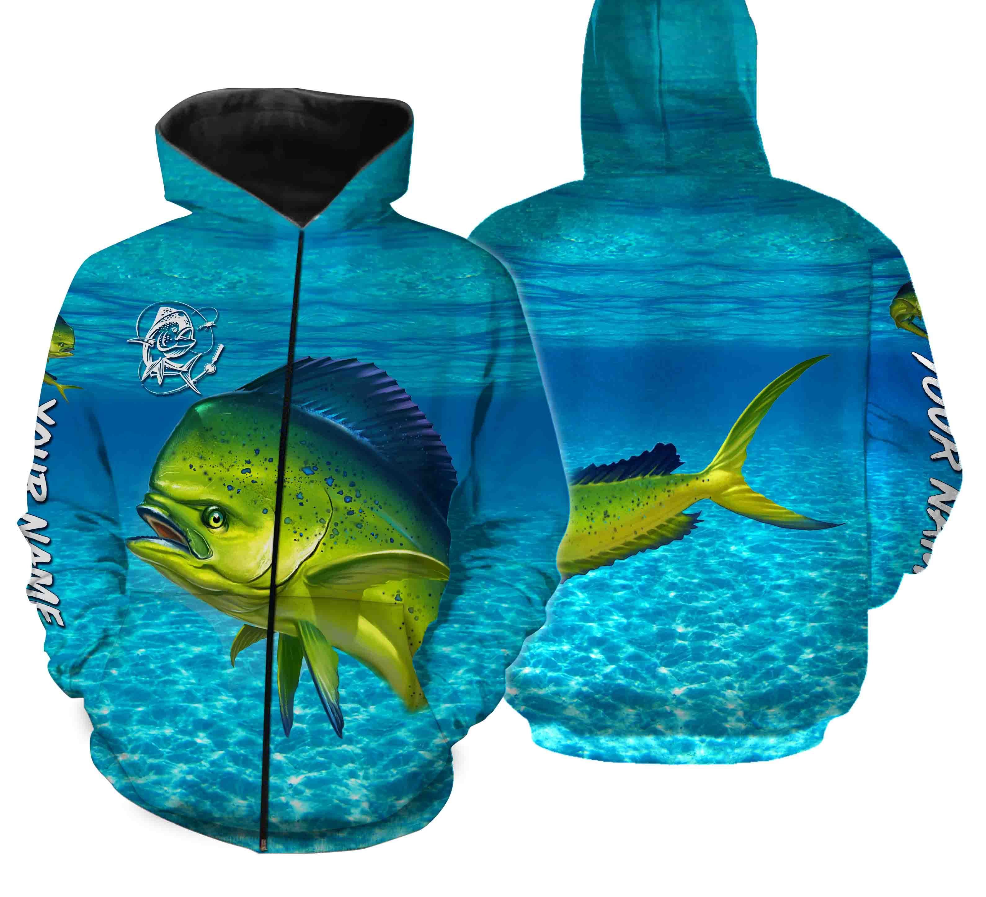 Mahi Mahi (Dorado) Fishing Customize Name Fishing Water Camo All Over Printed Shirts Personalized Fishing Gift