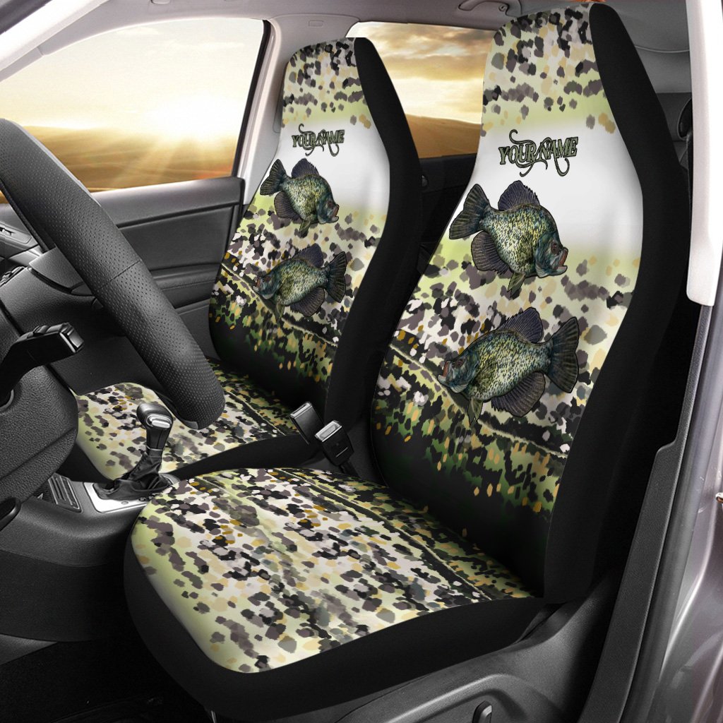 Crappie Fishing Custom 3D Printed Seat Cover, Perfect Car Accessories Set Of 2- Personalized Fishing Gift For Fishing Lovers, Fishing Car Seat Cover