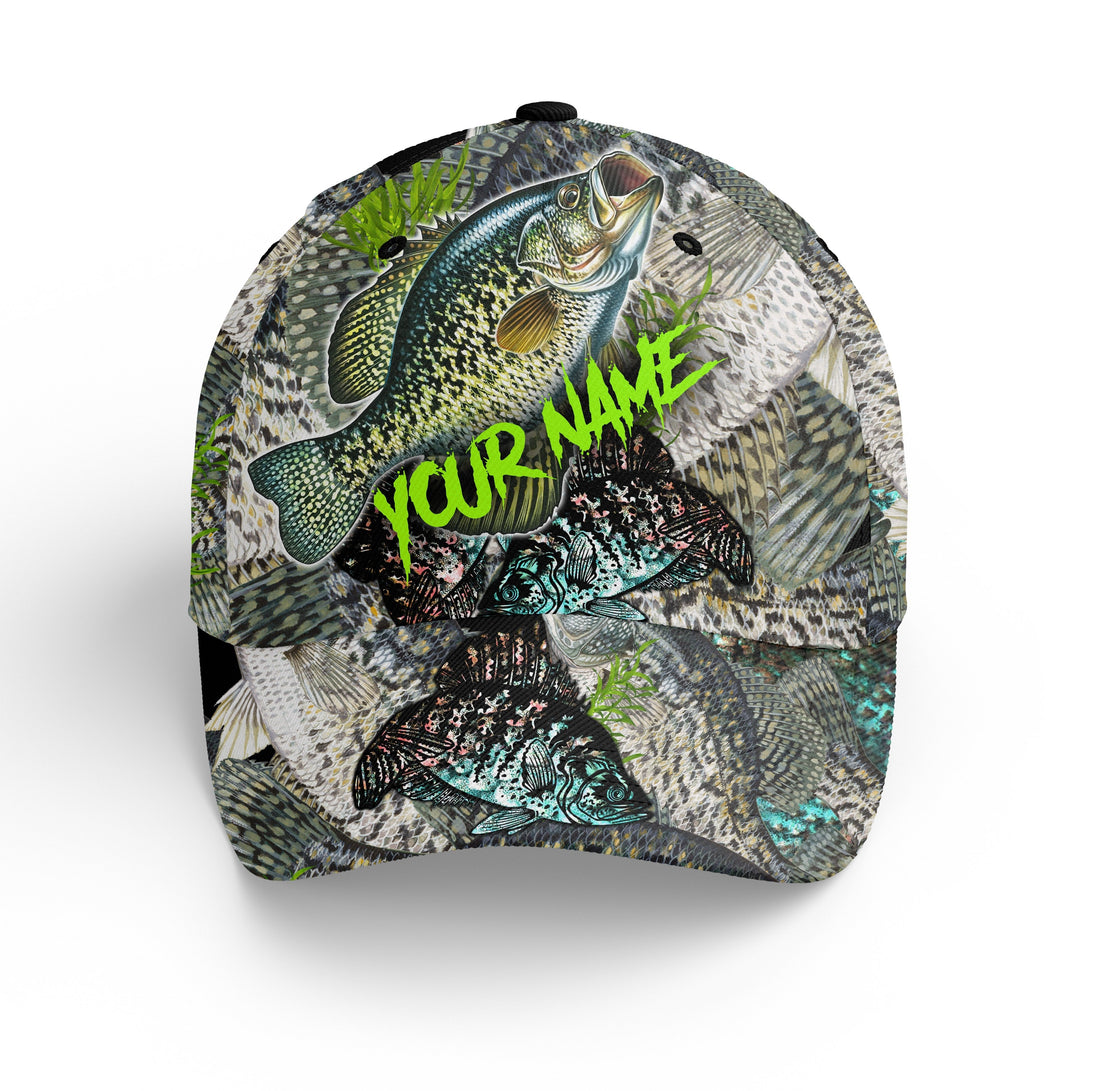 Crappie Fishing Green Scale Custom Fishing Hat Adjustable Mesh Unisex Fishing Baseball Angler Hat Cap, Fishing Classic Cap
