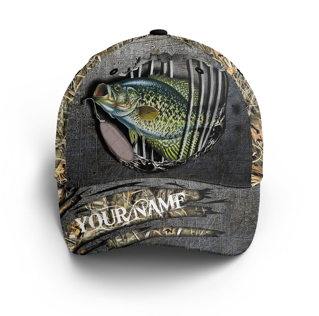 Crappie Fishing Camo Custom Fishing Hat Adjustable Mesh Unisex Fishing Baseball Angler Crappie Hat Cap, Fishing Classic Cap