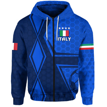 Custom Italy Zip Hoodie Unique Style Blue, Custom Text And Number LT8
