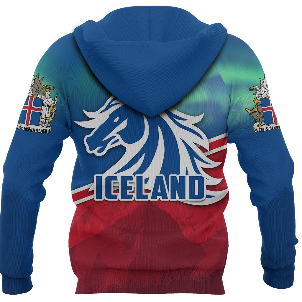 Icelandic Horse Zip Hoodie Aurora Mountain