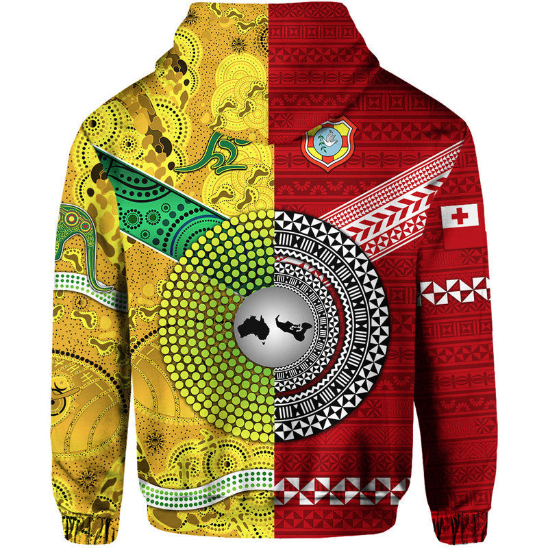 Tonga Ikale Tahi Ngatu And Australia Wallabies Aboriginal Hoodie Rugby Together LT8