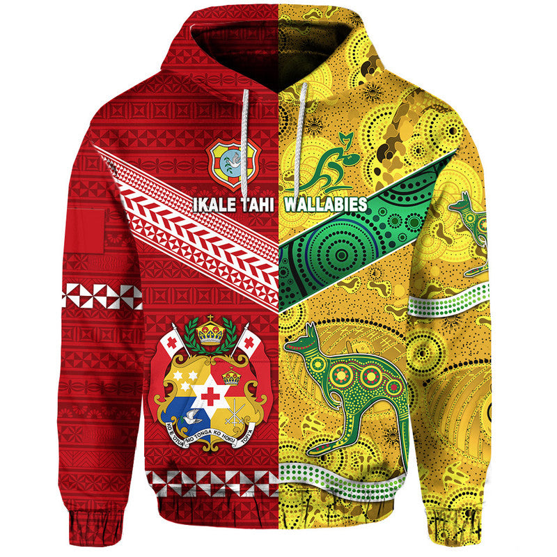 Tonga Ikale Tahi Ngatu And Australia Wallabies Aboriginal Hoodie Rugby Together LT8