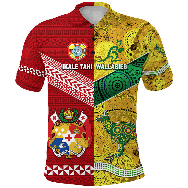 Tonga Ikale Tahi Ngatu And Australia Wallabies Aboriginal Polo Shirt Rugby Together LT8