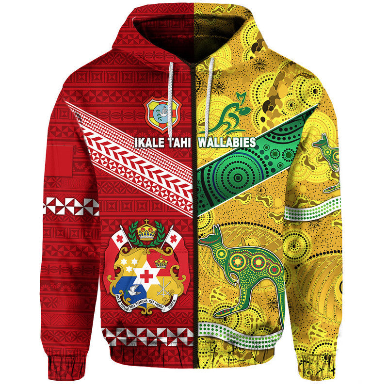 Tonga Ikale Tahi Ngatu And Australia Wallabies Aboriginal Hoodie Rugby Together LT8