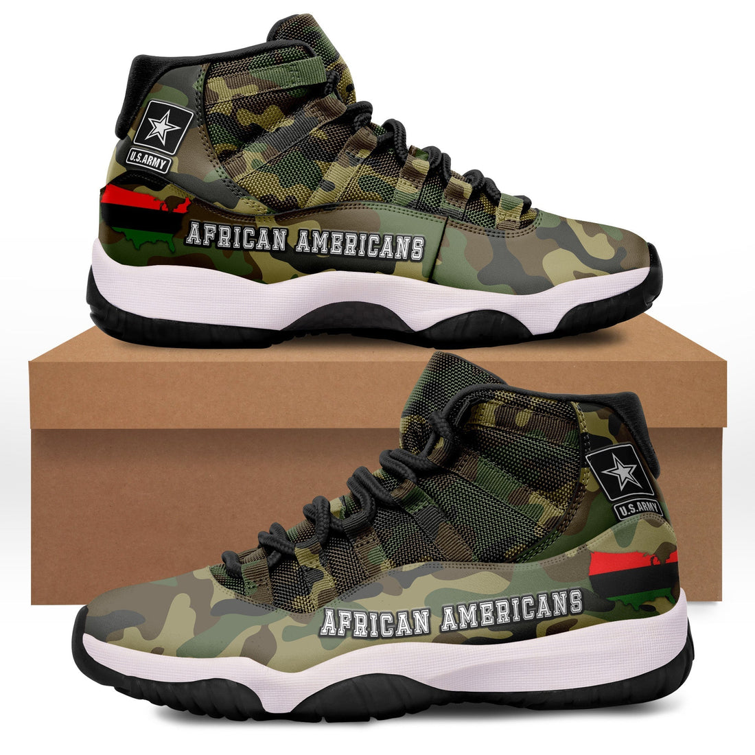 Military of African Americans Sneakers Flag Simple Style Sneakers J.11 LT8