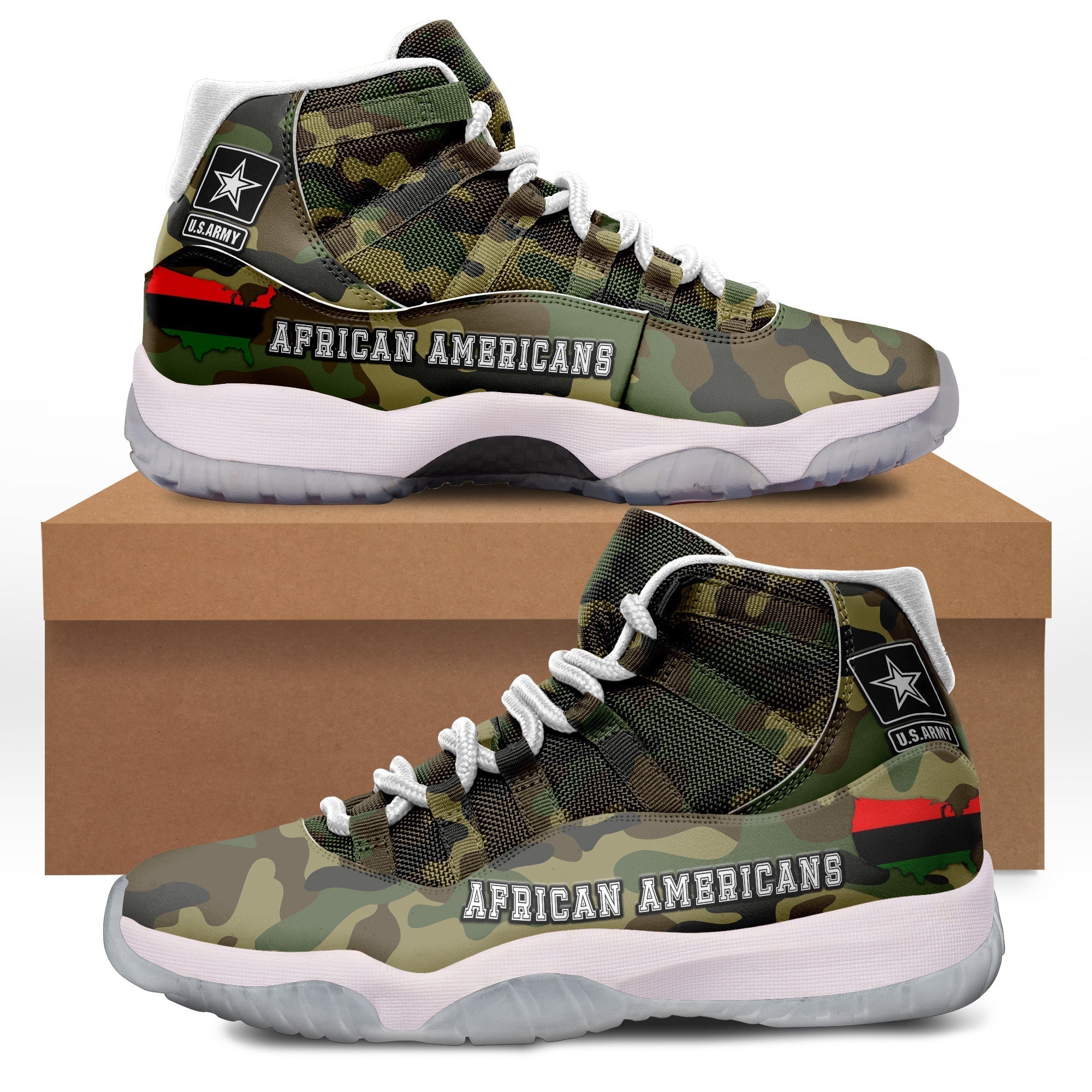 Military of African Americans Sneakers Flag Simple Style Sneakers J.11 LT8