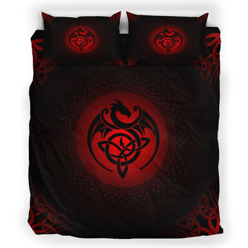 Viking Bedding Set, Dragon with Triquetra the Celtic Knot Duvet Cover RLT12