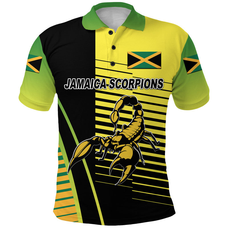 Custom Jamaica Cricket Scorpions Polo Shirt Simple Style Black LT8