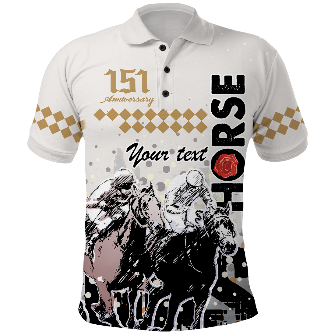 Custom Kentucky Derby Anniversary Polo Shirt – The Run for the Roses Horse Racing Design CTM09