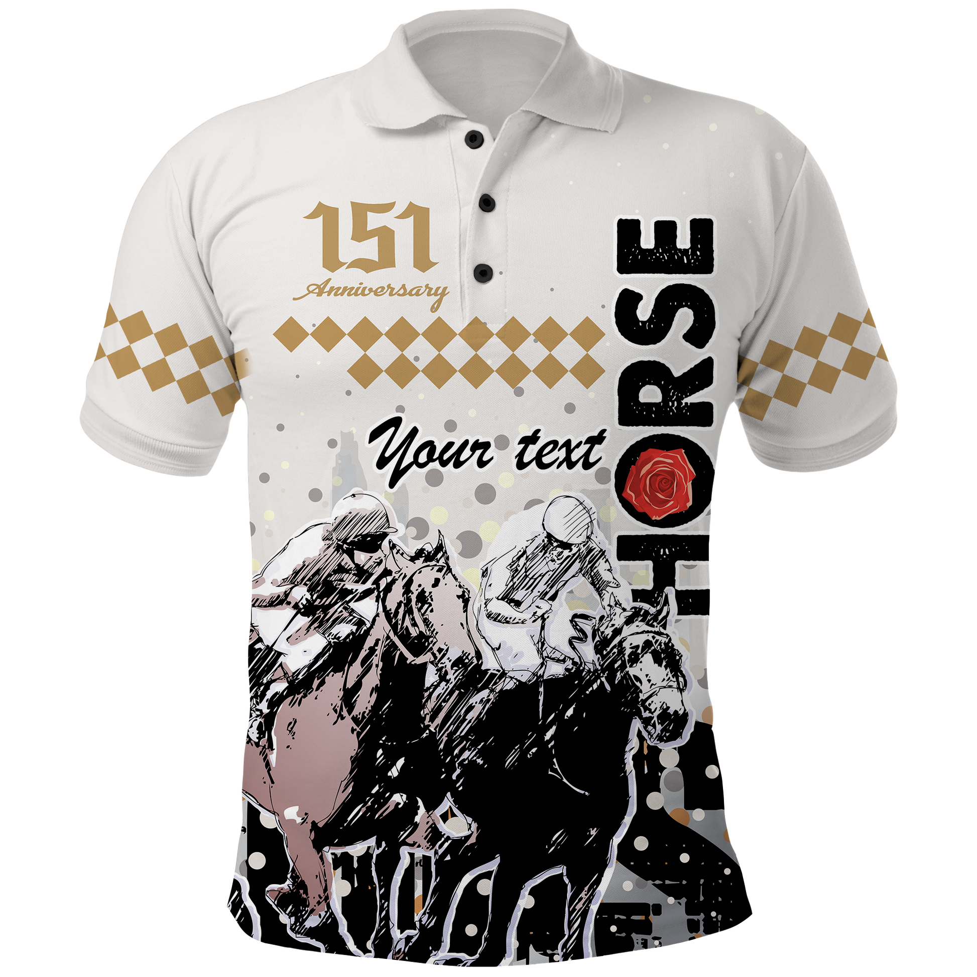 Custom Kentucky Derby Anniversary Polo Shirt – The Run for the Roses Horse Racing Design CTM09