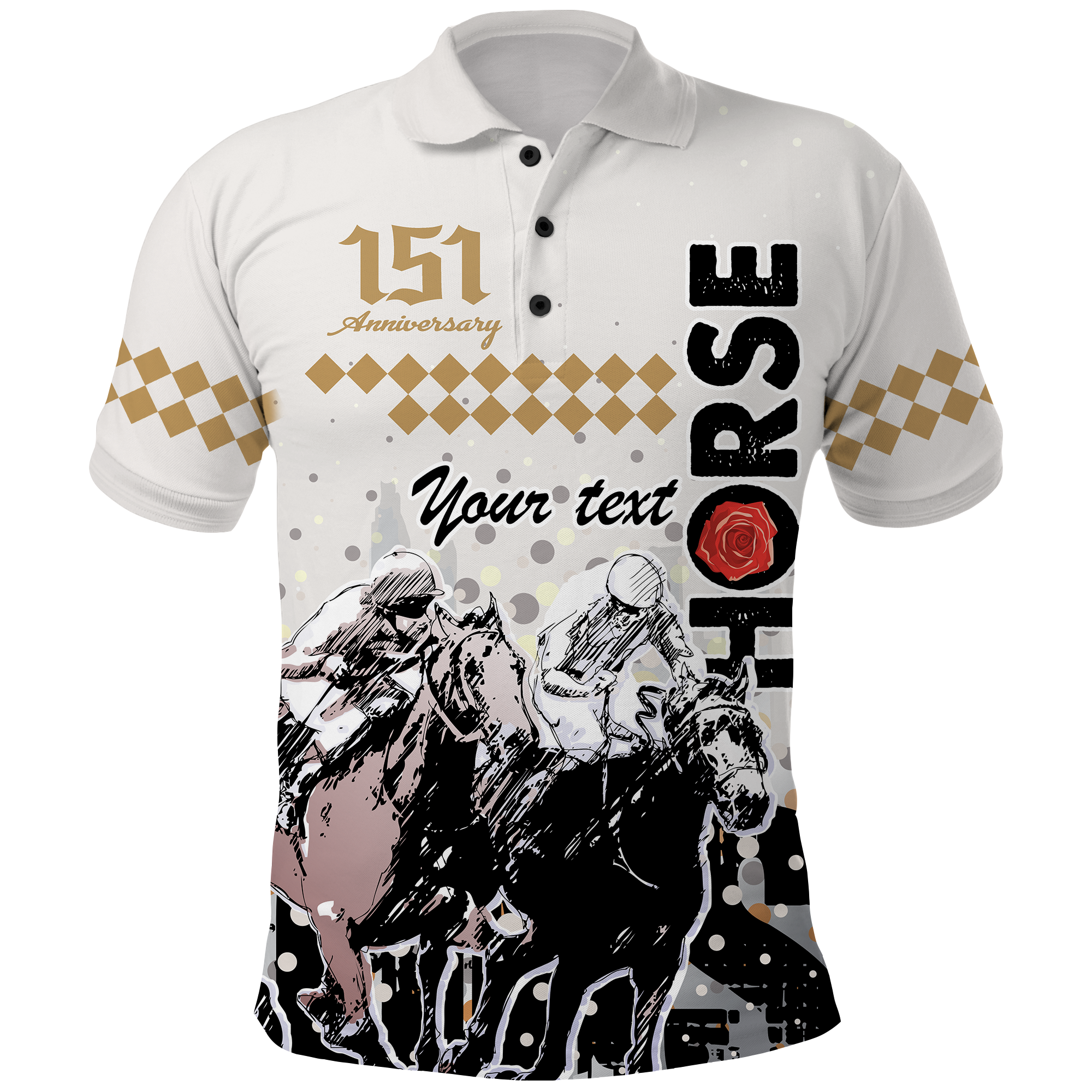 Custom Kentucky Derby Anniversary Polo Shirt – The Run for the Roses Horse Racing Design CTM09