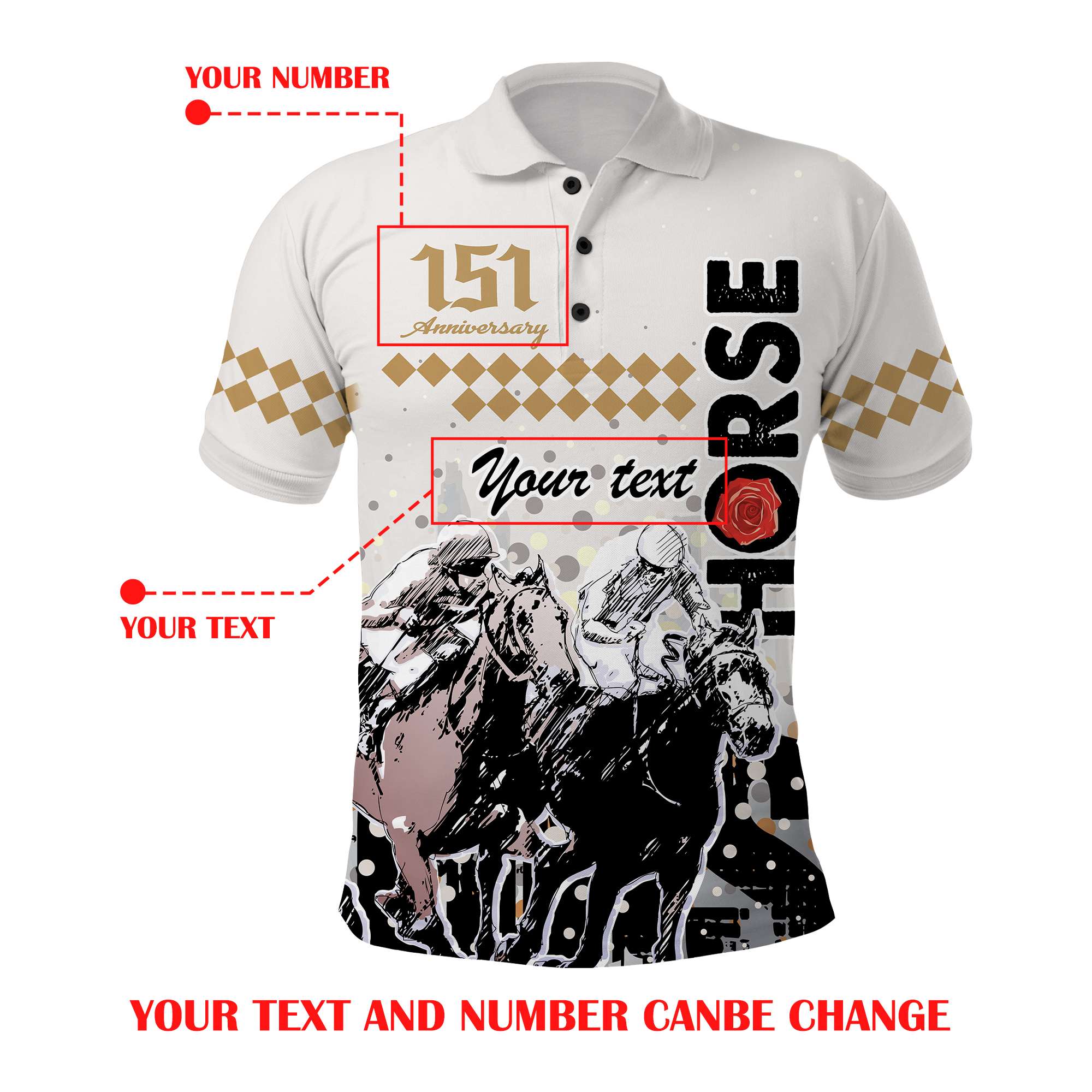 Custom Kentucky Derby Anniversary Polo Shirt – The Run for the Roses Horse Racing Design CTM09