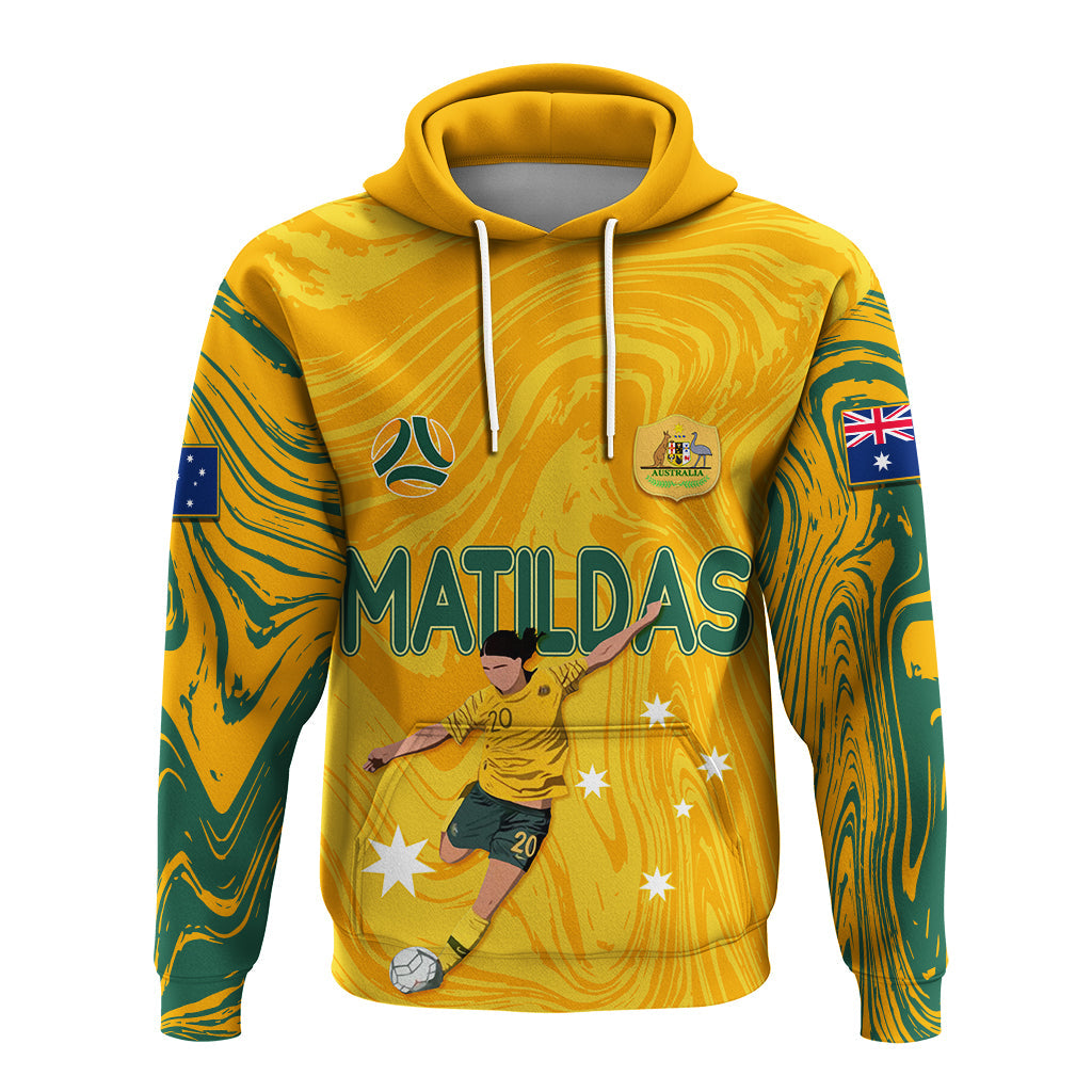Personalised Aussie Matildas Hoodie 2024 Sam Kerr World Cup Marble Patterns LT7