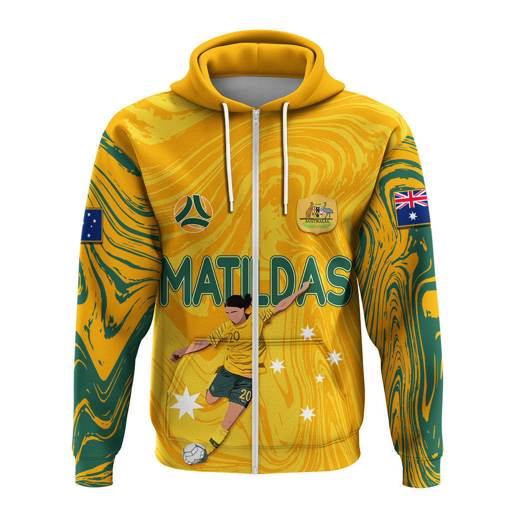 Personalised Aussie Matildas Hoodie 2024 Sam Kerr World Cup Marble Patterns LT7