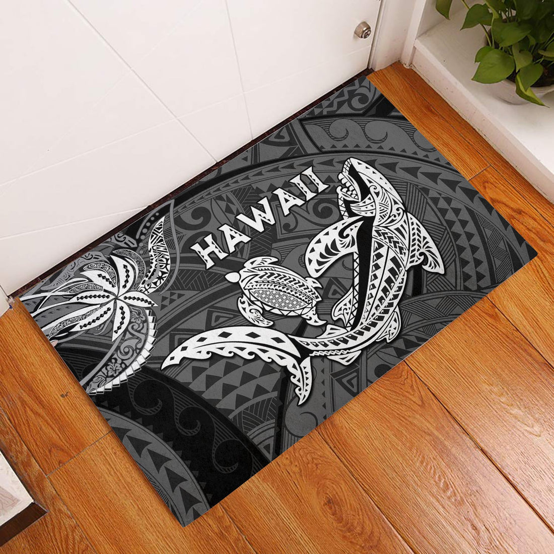 Hawaii Shark and Turtle Door Mats With Black Kakau LT9