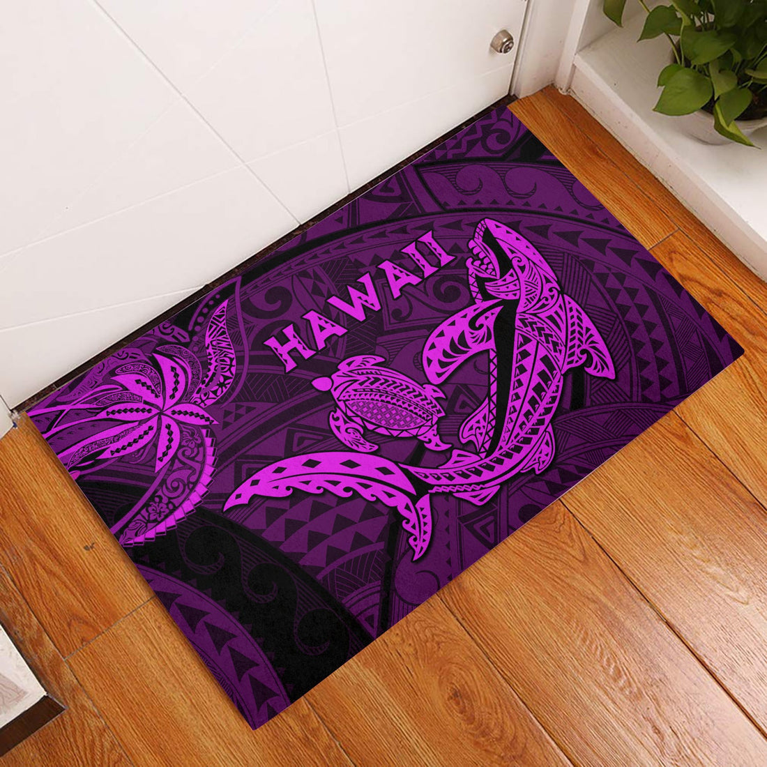 Hawaii Shark and Turtle Door Mats With Purple Kakau LT9