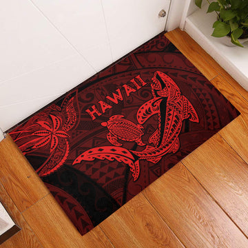 Hawaii Shark and Turtle Door Mats With Red Kakau LT9