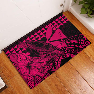 Hawaii Sea Turtle Door Mats Polynesia Kakau with Kanaka Maoli Pink LT9