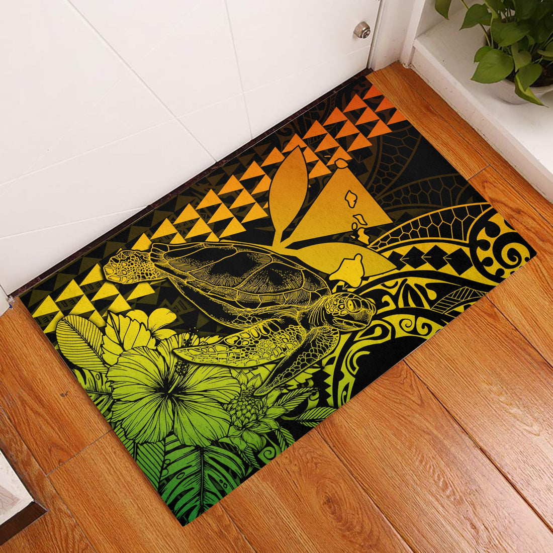 Hawaii Sea Turtle Door Mats Polynesia Kakau with Kanaka Maoli Reggae LT9