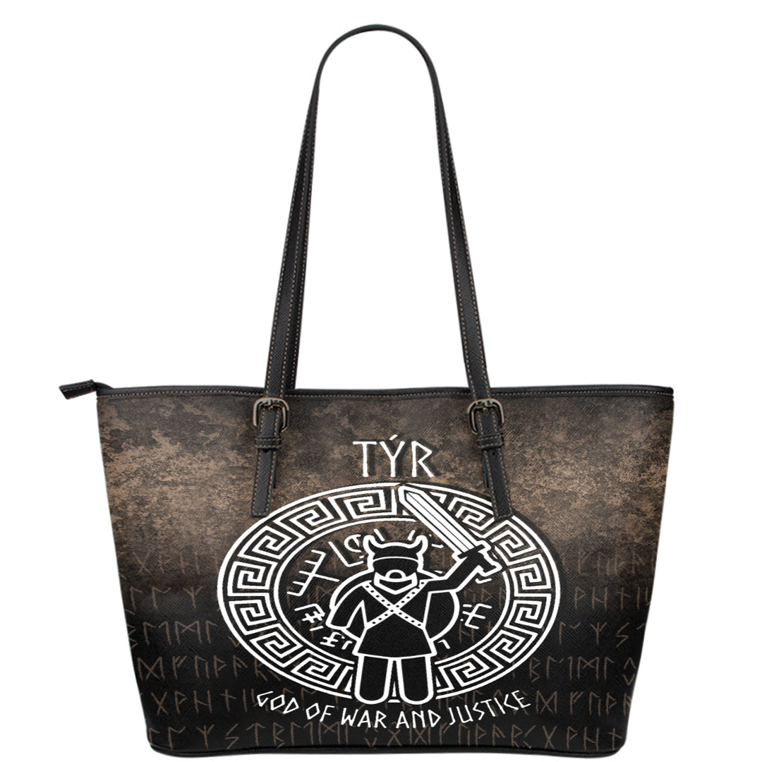 Wonder Print Shop Leather Tote - Tyr God Of War and Justice Leather Tote RLT12