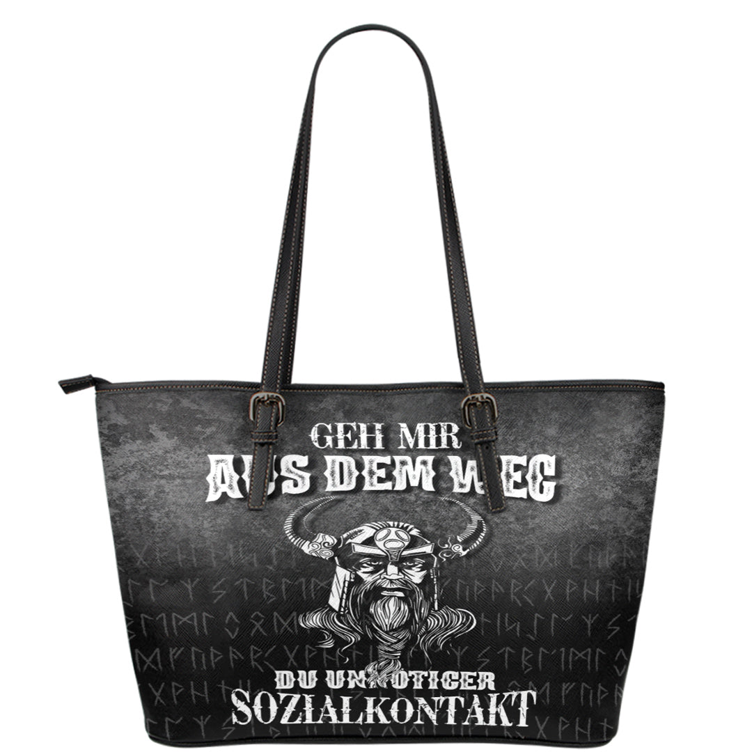 Viking Leather Tote Geh mir aus dem Weg du unnotiger Sozialkontakt Leather Tote RLT12