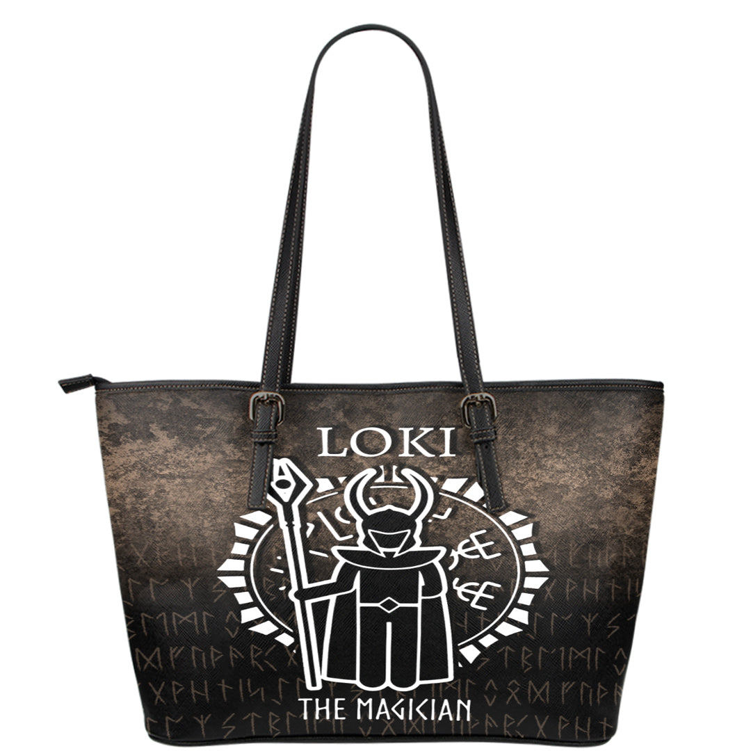 Wonder Print Shop Leather Tote - Loki The Magician Leather Tote RLT12