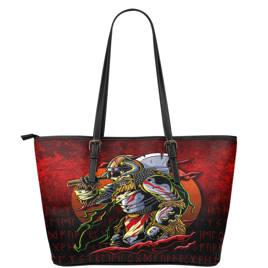 Viking Leather Tote Samurai Viking Warrior Ronin Berserk Armor Axe Leather Tote RLT12