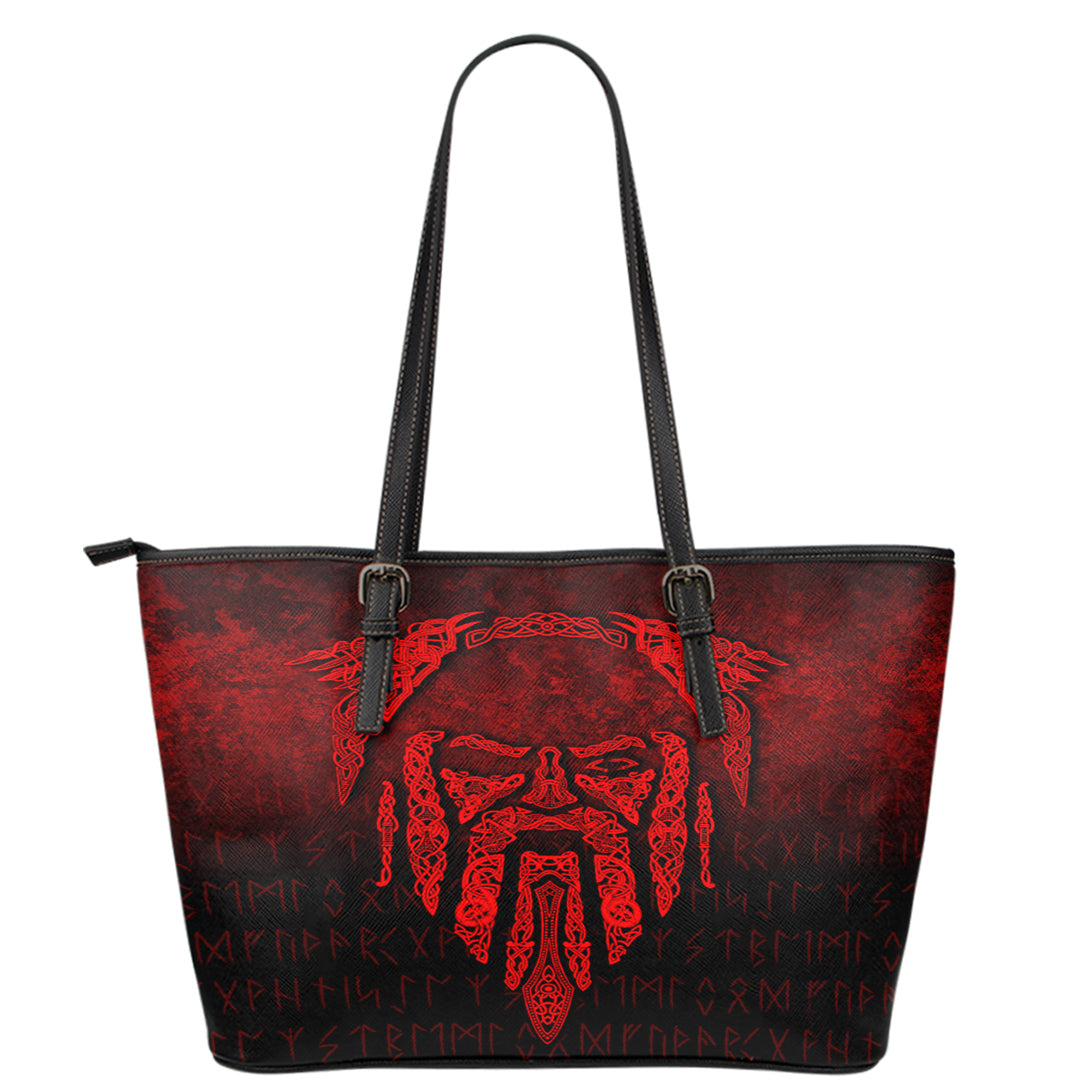 Viking Leather Tote Eye of Odin Red Version Leather Tote RLT12