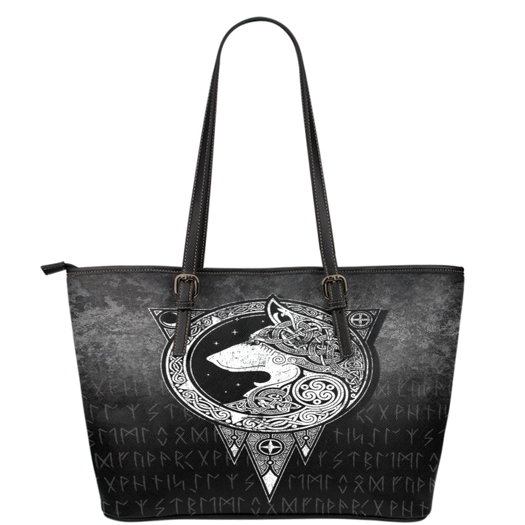 Viking Leather Tote Viking Norse Wolf Leather Tote RLT12