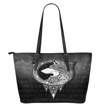 Viking Leather Tote Viking Norse Wolf Leather Tote RLT12
