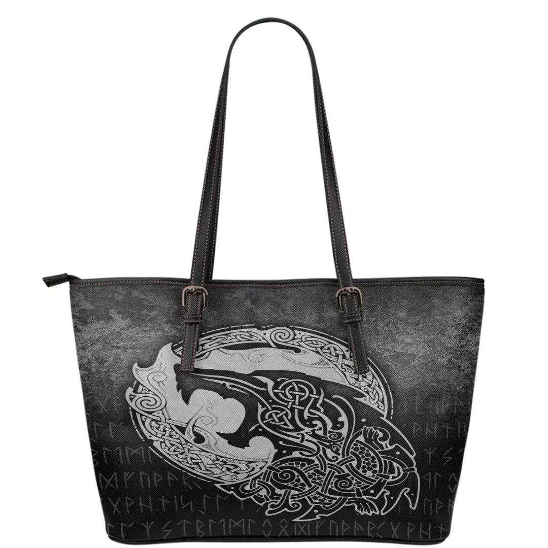 Viking Leather Tote Fenrir Viking 3D Tattoo Special Version Leather Tote RLT12