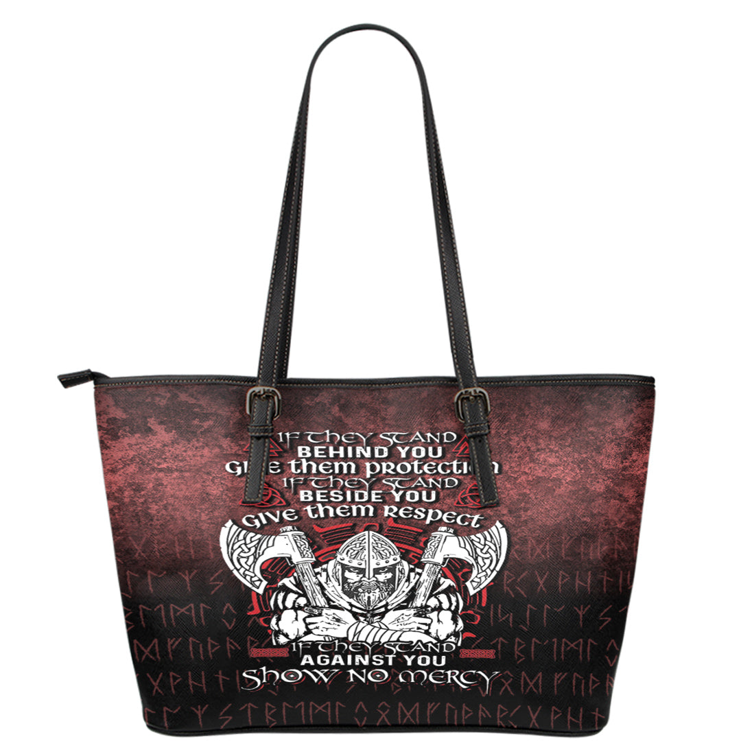 Wonder Print Shop Leather Tote - Against You Show No Mercy Leather Tote RLT12