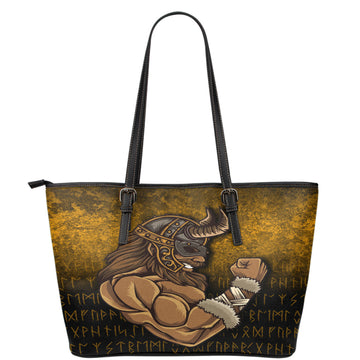 Viking Leather Tote Viking Warrior Muscles Power Leather Tote RLT12