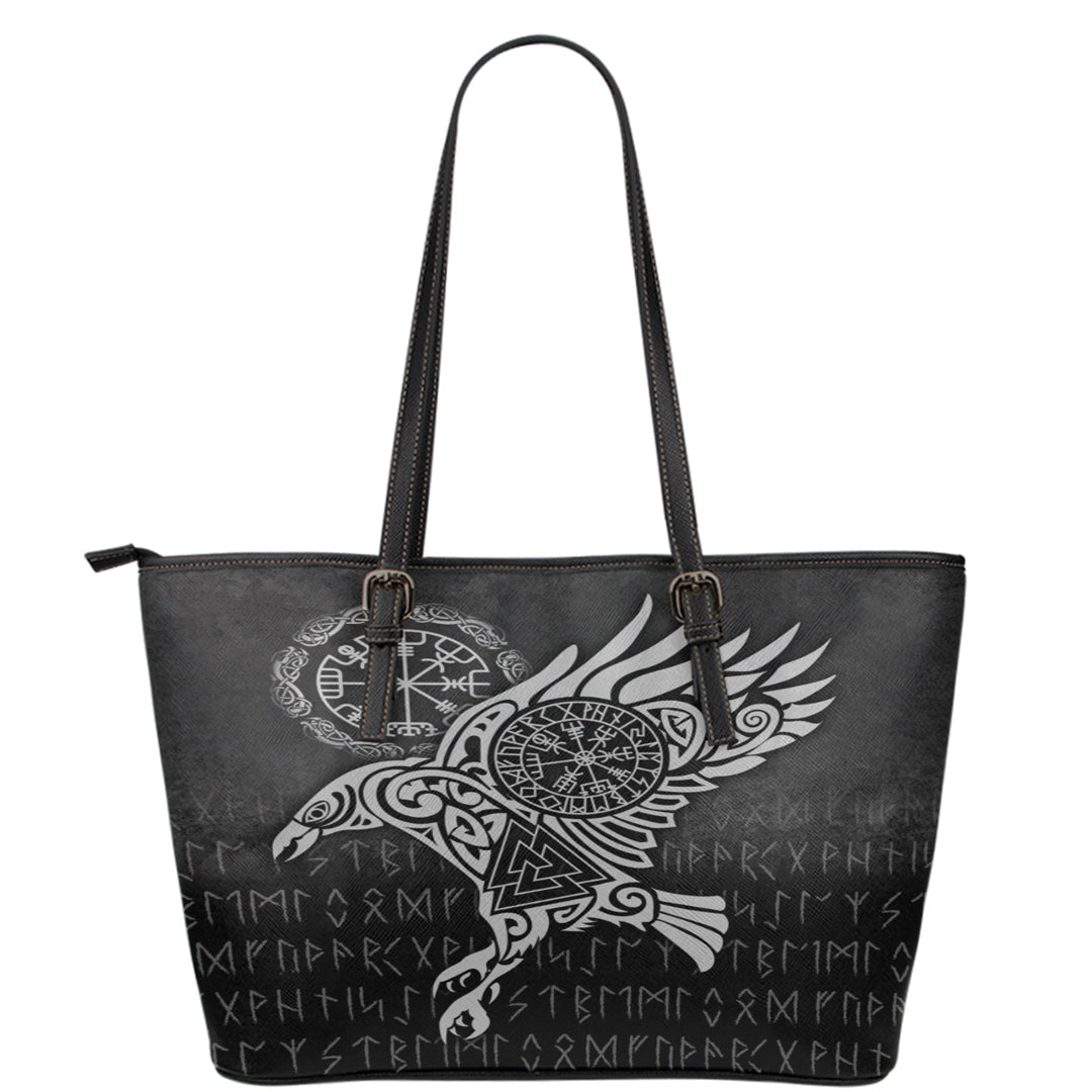 Viking Leather Tote Raven Vegvisir Tattoo Special Version Leather Tote RLT12