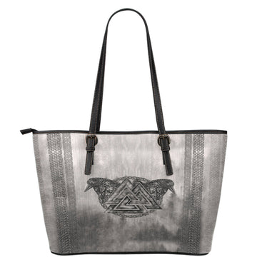 Viking Leather Tote Viking Valknut and Raven Leather Tote RLT12