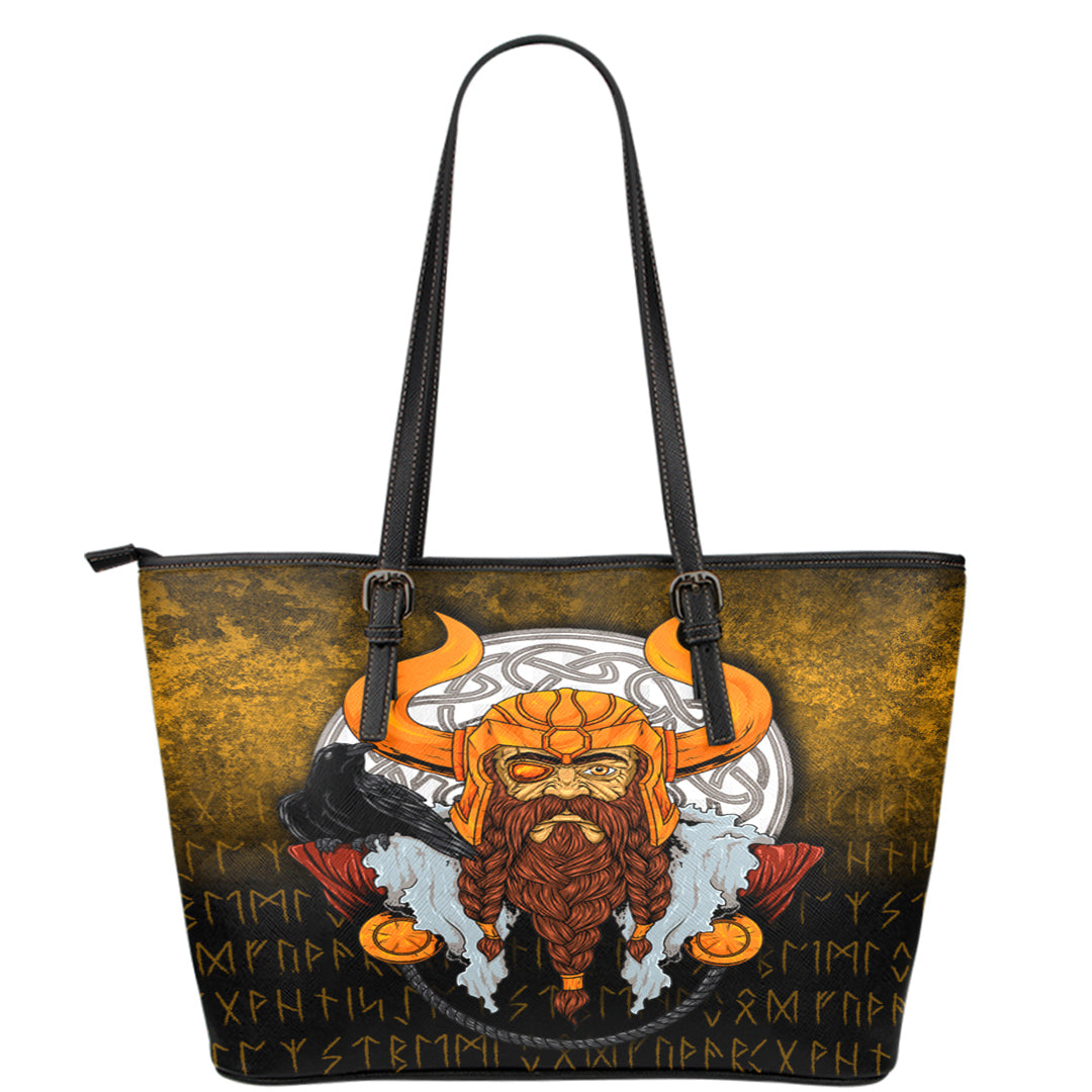 Viking Leather Tote Viking God Odin Raven Leather Tote RLT12