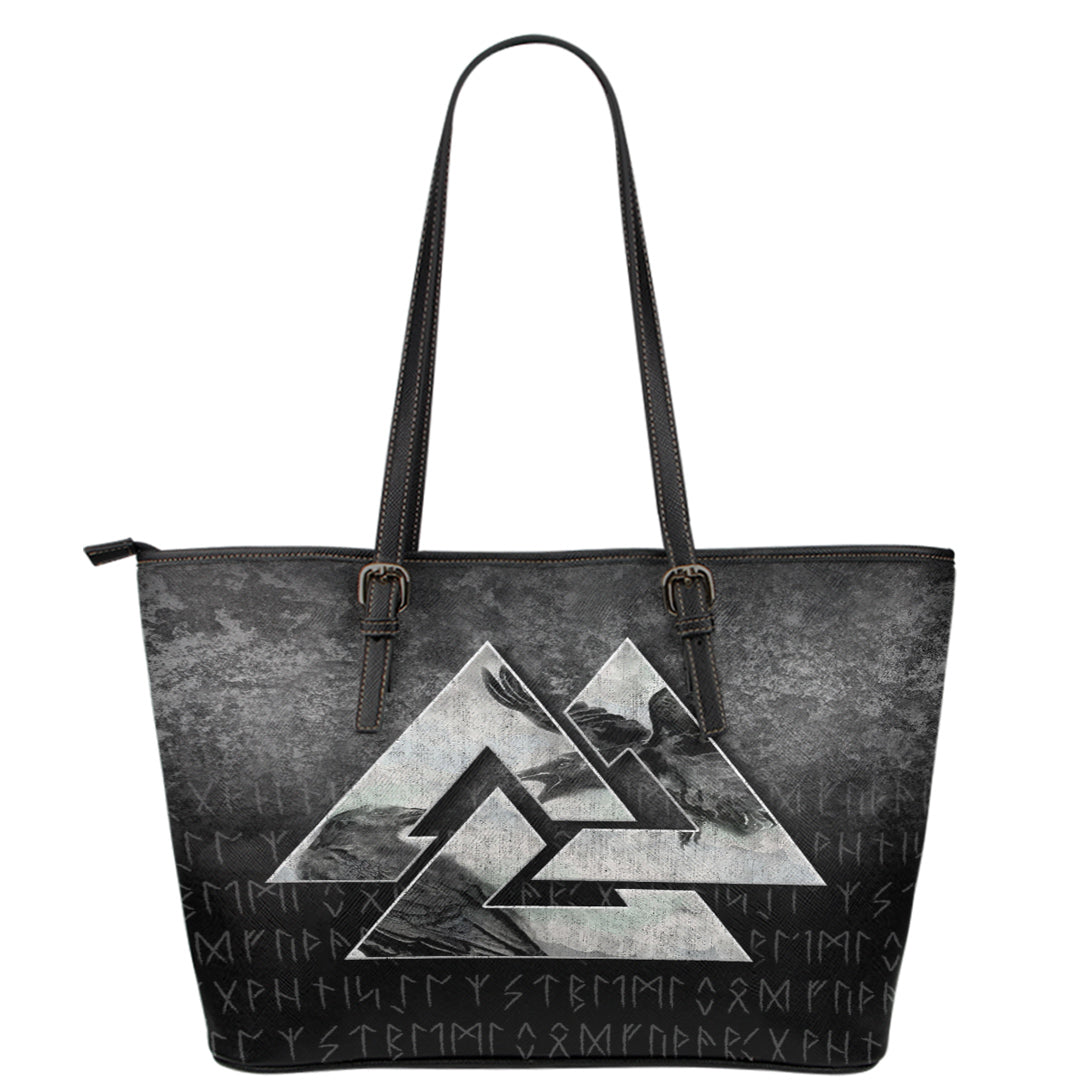Viking Leather Tote Huginn Muninn Ravens from Odin Viking Leather Tote RLT12