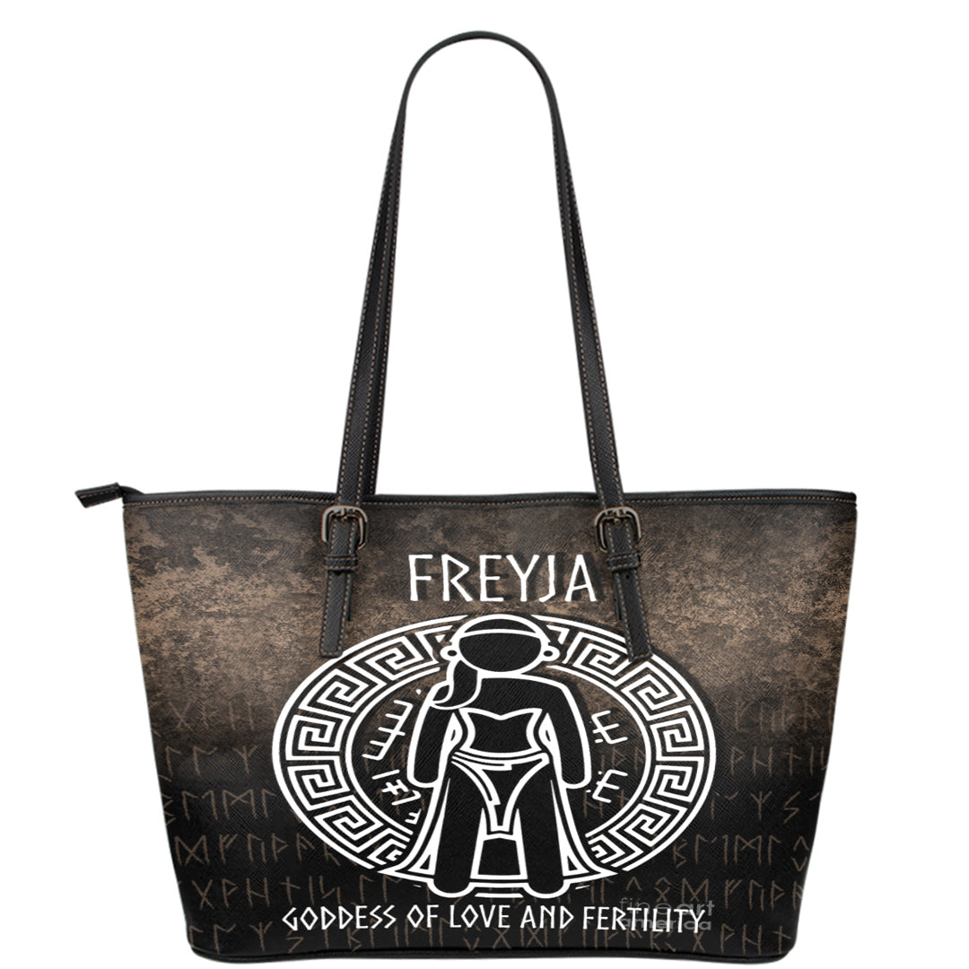 Wonder Print Shop Leather Tote - Freyja the Goddess of Love and Fertility Leather Tote RLT12