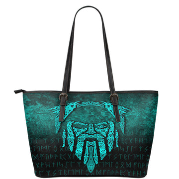 Viking Leather Tote Eye of Odin Cyan Version Leather Tote RLT12